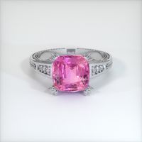 3.00 Ct. Purplish Pink Sapphire Ring, 18K White Gold 1
